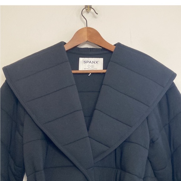 SPANX Black Wrap Coat with Belt - Picture 3 of 7